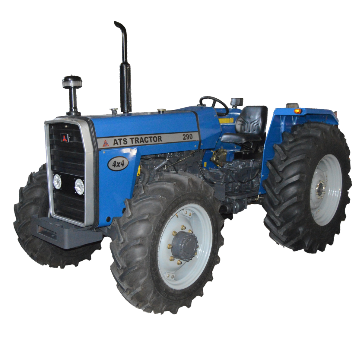 ATS Tractor 290 4x4 working in agricultural fields during golden hour, showcasing its 4WD capabilities in real farming conditions