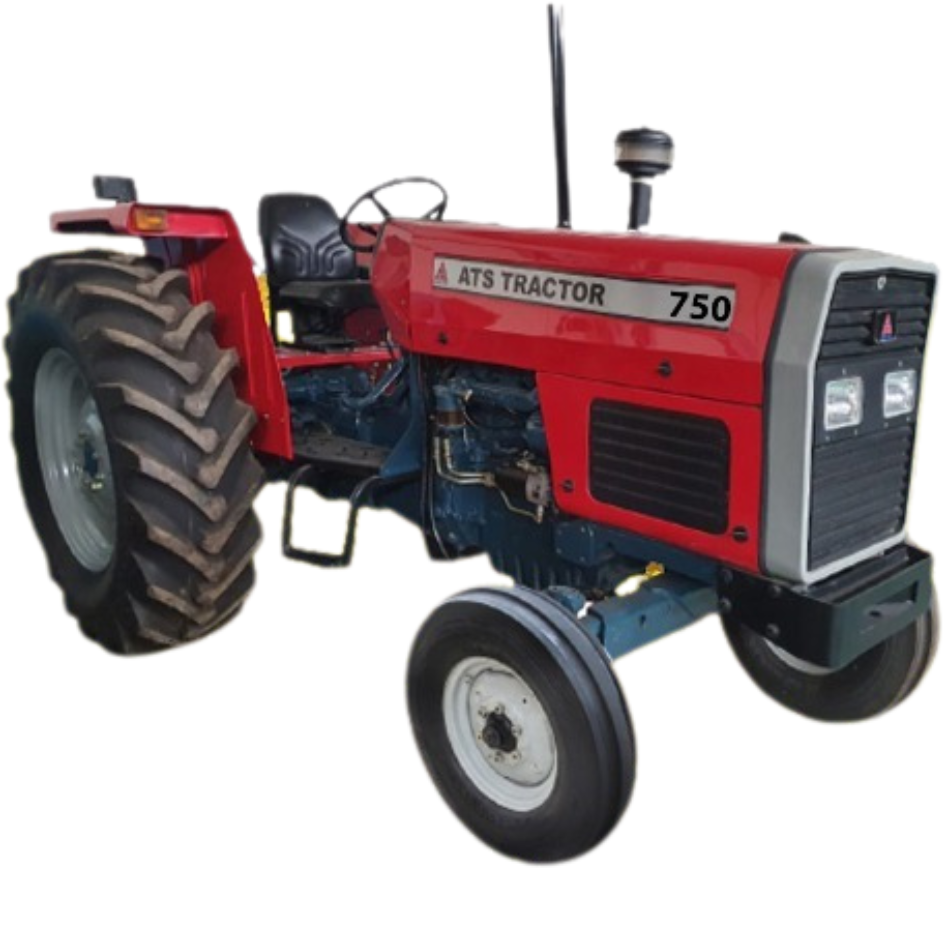 ATS Tractor 750 2WD - Professional product photo showing the 75 HP diesel tractor with red body, blue engine components, and 2WD configuration ideal for farming applications