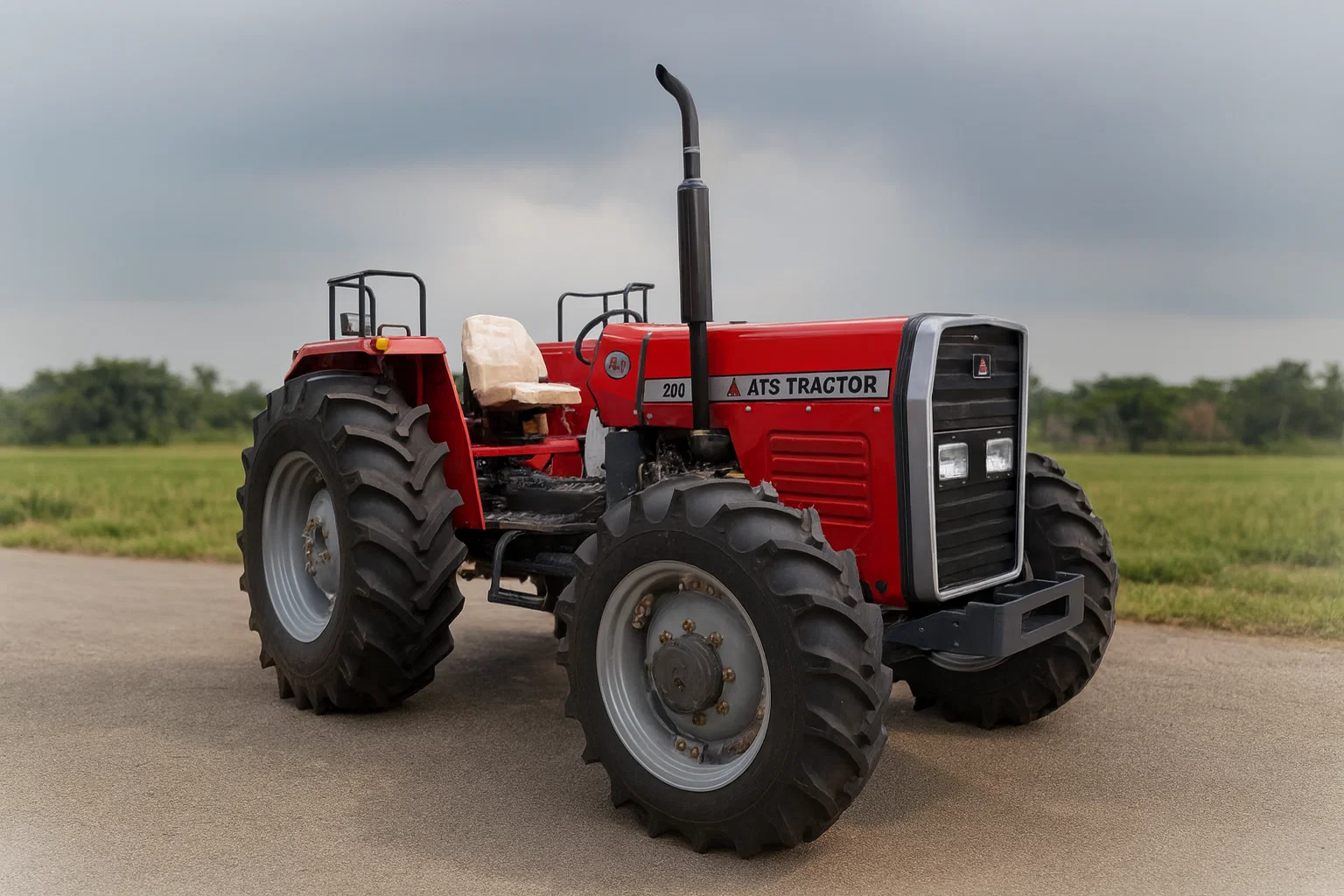 ATS Tractor 200 on countryside road with green fields